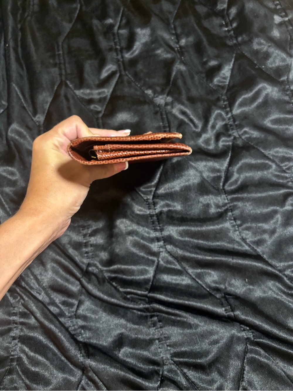 Salvatore Ferragamo Brown Lizard-Texture Leather Wallet Clutch with Gold Buckle - Picture 8 of 11